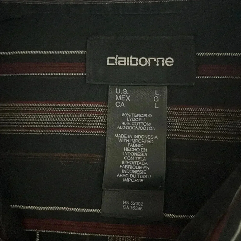Claiborne button down shirt men’s large Claiborne black stripe button down shirt